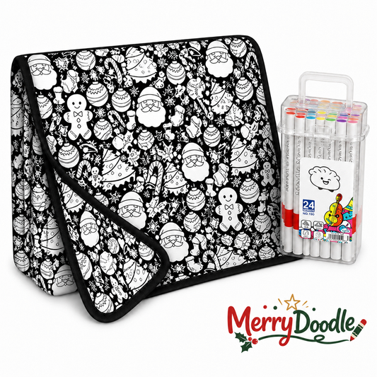 Merry Doodle - Christmas Coloring Blanket