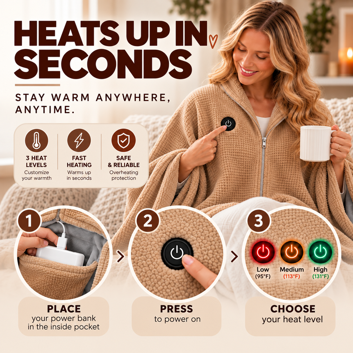 CozyDreams Blanki Heated Shawl